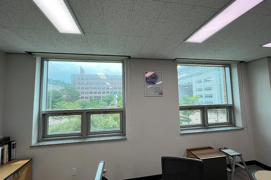 구미 금오공과대학 연구동 창가 단열필름 시공 완료 후 전경